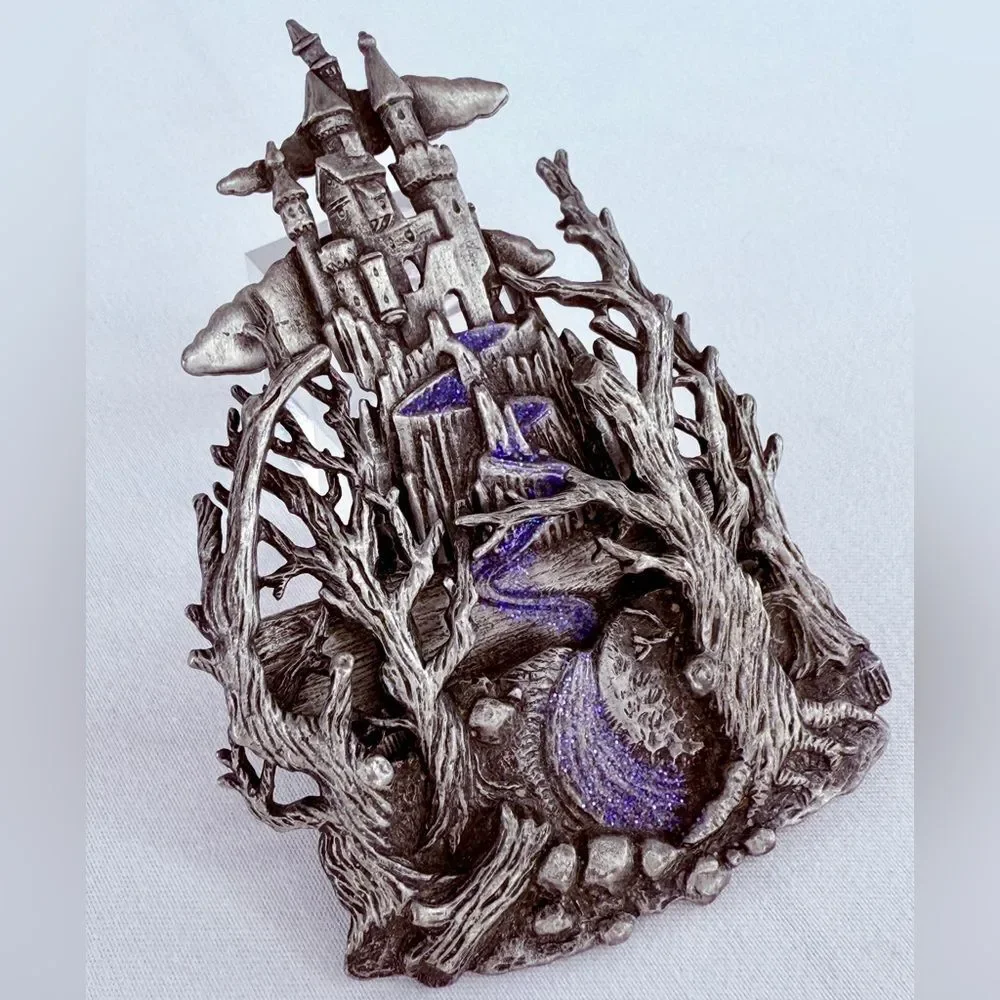 Vintage JJ Jonette Pewter Castle Brooch